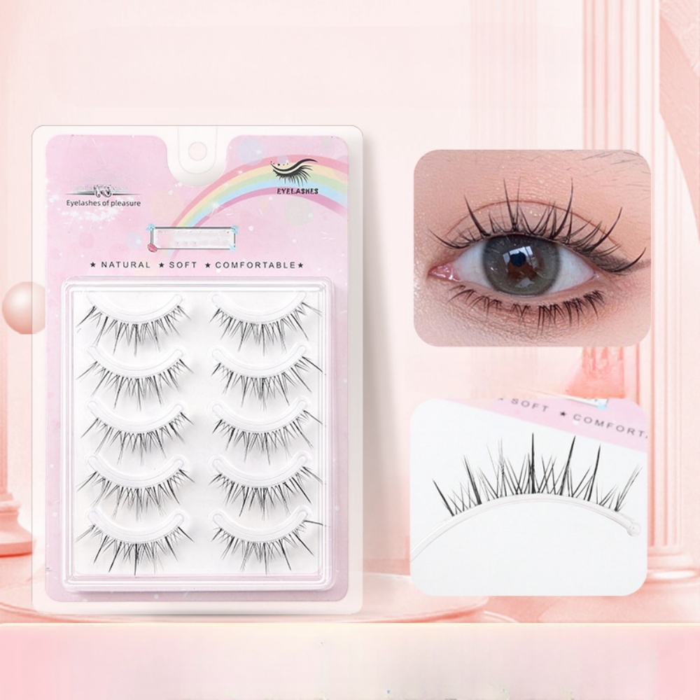 Beauty Makeup Look - 5 пар прозрачных волнистых накладных ресниц,