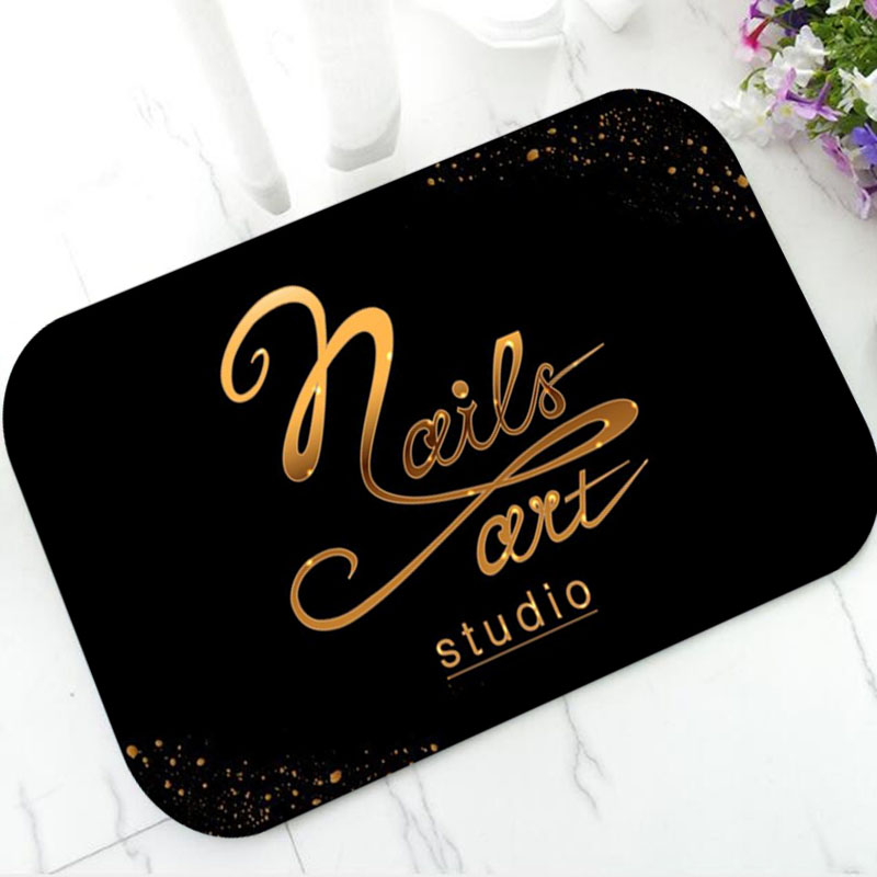 Beauty Makeup Studio - Модный черно-золотой придверный коврик для студии