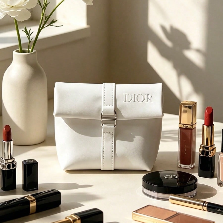 Beauty Makeup Dior - Белая косметичка Dior, роскошная косметичка с